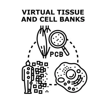 Virtual tissue and cell banks concept illustration Stock Illustration