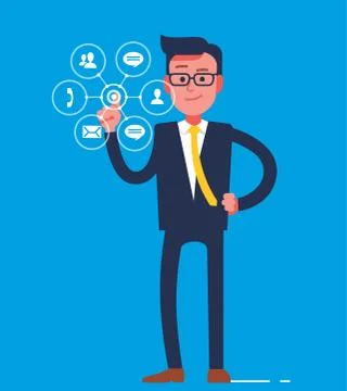 Virtual touch screen. Digital virtual interface. Future network button. Stock Illustration