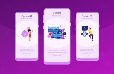 Virtual tour app interface template. Illustrazione stock