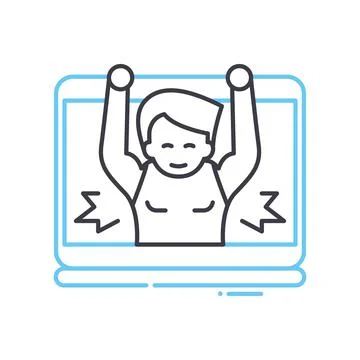 Virtual trainer line icon, outline symbol, vector illustration, concept sign Stock Illustration