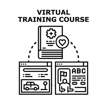 Virtual training course concept for online education 库存插图