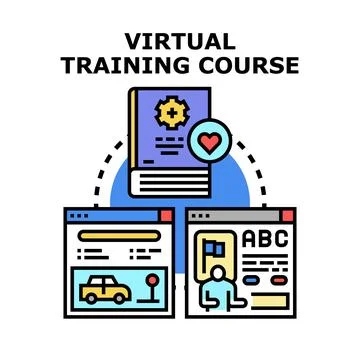 Virtual training course concept for online education 库存插图