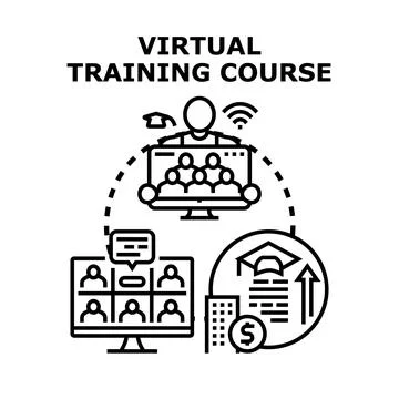 Virtual training course offering professional online education and developmen Stock Illustration