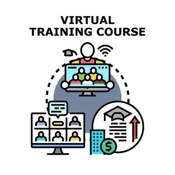 Virtual training course offering professional online education and developmen Stock Illustration