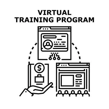 Virtual training program offering online education and career development Stock Illustration