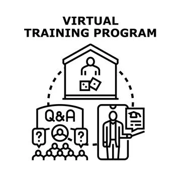 Virtual training program for online education and learning Illustrazione stock