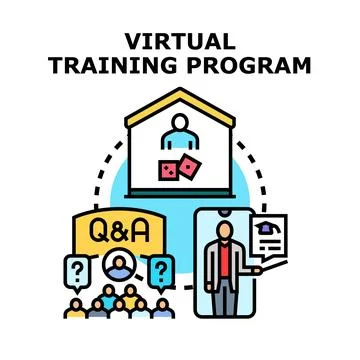 Virtual training program for online education and learning 库存插图