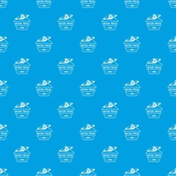 Virtual travel pattern seamless blue Stock Illustration