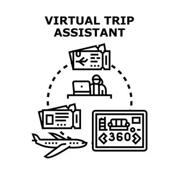 Virtual trip assistant planning and booking services Stock Illustration