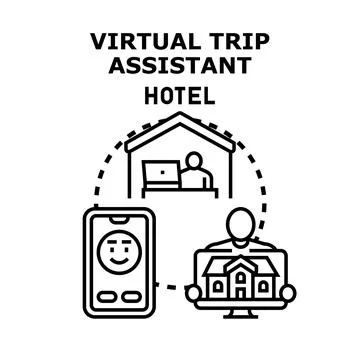 Virtual trip assistant providing online hotel booking service Stock Illustration