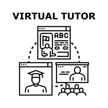Virtual tutor providing online education and distance learning Stockillustratie