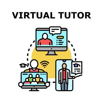 Virtual tutor providing online education and remote learning Stock Illustration