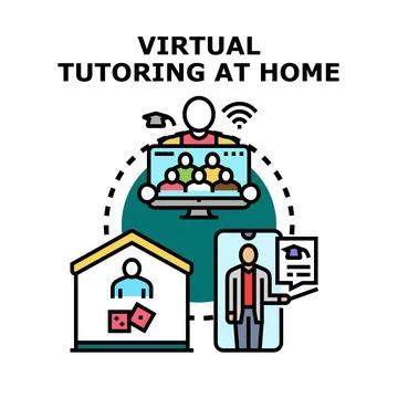 Virtual tutoring at home concept with distant learning Illustrazione stock