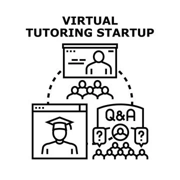 Virtual tutoring startup developing online education programs Stock Illustration