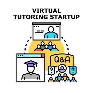Virtual tutoring startup developing online education programs Stock Illustration