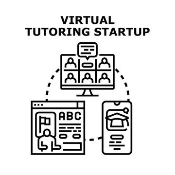Virtual tutoring startup platform connecting students and teachers online Stock Illustration