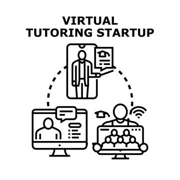 Virtual tutoring startup providing online education concept Illustrazione stock