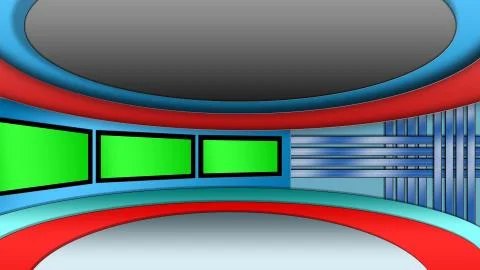 Virtual TV news studio set Stock Illustration