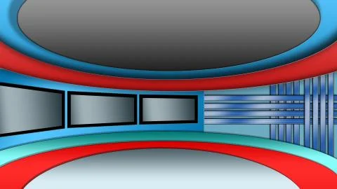 Virtual TV news studio set Stock Illustration