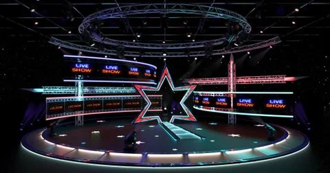 Virtual TV Studio Background Illustration