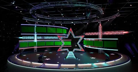 Virtual TV Studio Background Illustration