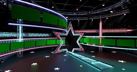 Virtual TV Studio Background Illustration