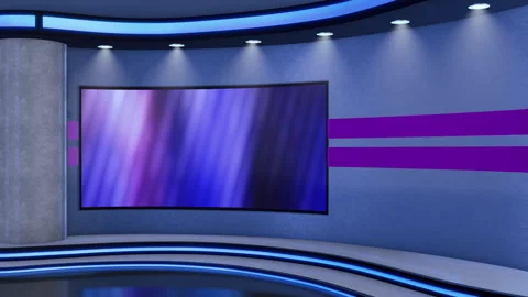 Virtual TV Studio Background with Purple Screen Animation Stock-Footage 348296966