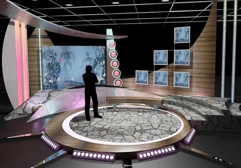 Virtual TV Studio Chat Set 11 3D Model
