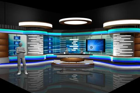 Virtual TV Studio News Set 2 3D Model