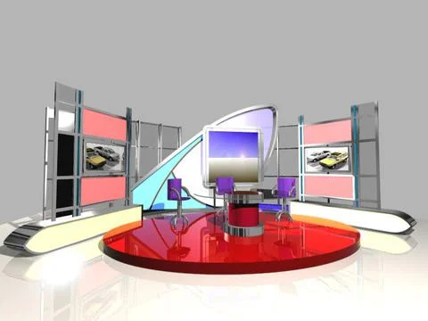 Virtual TV Studio News Set 5 3D Model