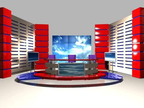 Virtual TV Studio News Set 4 3D Model