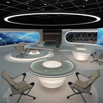 Virtual TV Studio News Set 28 3D Model