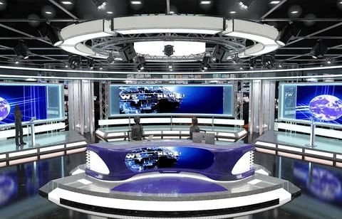 Virtual TV Studio News Set 1 3D Model