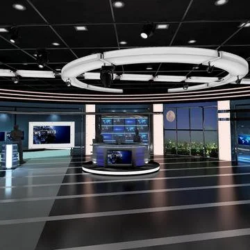 Virtual TV Studio News Set 27 3D Model