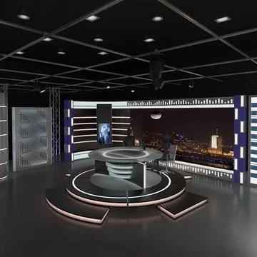 Virtual TV Studio News Set 11 3D Model