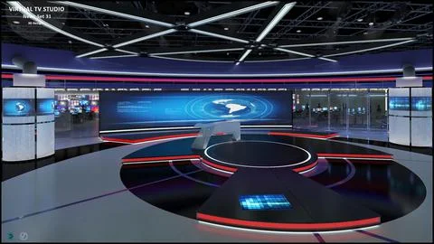 Virtual TV Studio News Set 31 3D Model