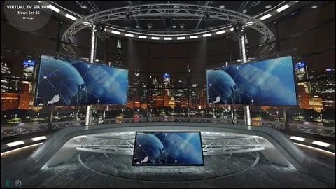 Virtual TV Studio News Set 36 3D Model