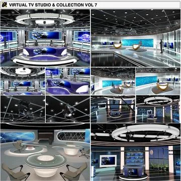 Virtual TV Studio News Sets Collection 7 3D Model