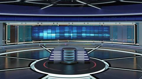 Virtual TV Studio Set. Green screen background. 3d Rendering. Virtual set ... Stock Photos