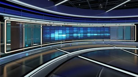 Virtual TV Studio Set. Green screen background. 3d Rendering. Virtual set ... Stock Photos