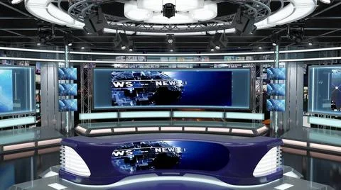 Virtual TV Studio Set. Green screen background. 3d Rendering. Virtual set ... Stock Photos