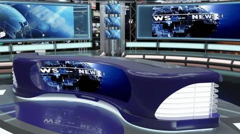 Virtual TV Studio Set. Green screen background. 3d Rendering. Virtual set ... Stock Photos