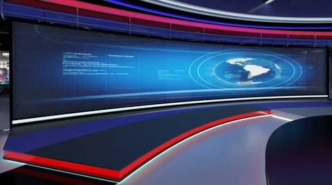 Virtual TV Studio Set. Green screen background. 3d Rendering. Virtual set ... Foto stock