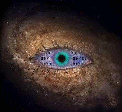 Virtual Universe Eye in space with binary code Copyright: xZoonar.com/Bruc... Foto stock