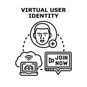 Virtual user identity creating profile registering online service イラスト素材