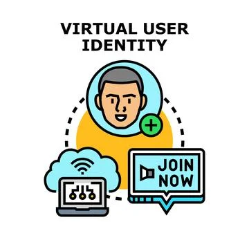 Virtual user identity creating profile registering online service Stock Illustration