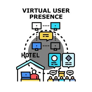 Virtual user presence offering online event services Stock Illustration