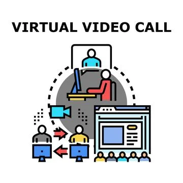 Virtual video call and online remote communication concept 스톡 일러스트