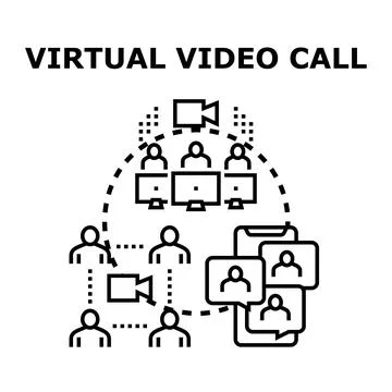 Virtual video call connecting people remotely online Stock Illustration