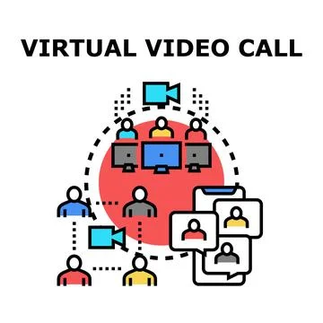 Virtual video call connecting people remotely online Stock Illustration